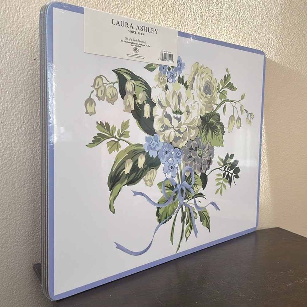 Laura Ashley Set Of 4 Cork Placemats New Floral Spring
